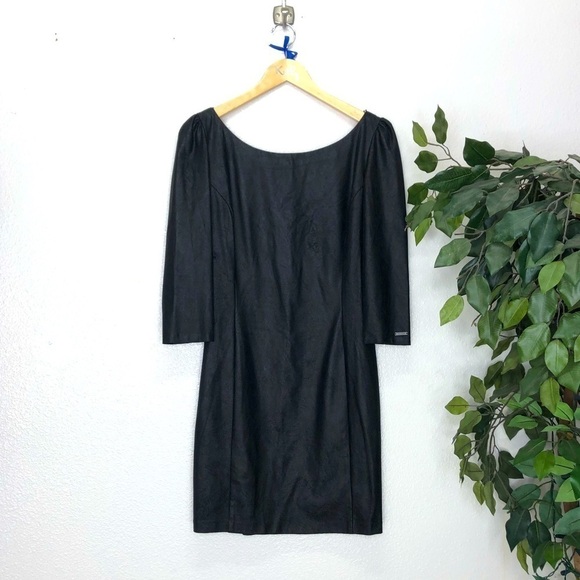Guess Faux Leather Tight Long Sleeve Dress - Picture 1 of 6